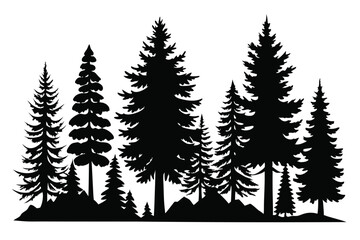 Obraz premium pine tree silhouettes vector