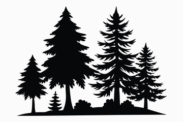 pine tree silhouettes vector