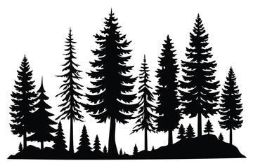 pine tree silhouettes vector