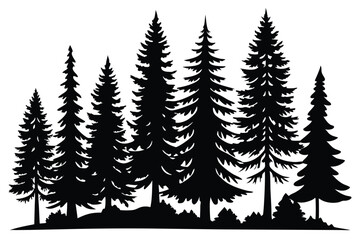 pine tree silhouettes vector
