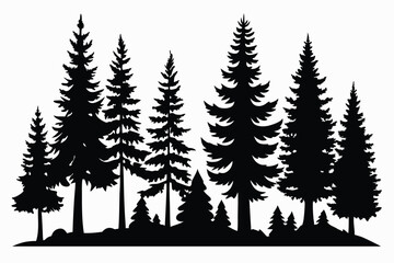 pine tree silhouettes vector