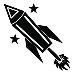 firework rocket black and white silhouette