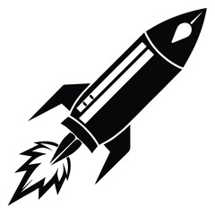 firework rocket black and white silhouette