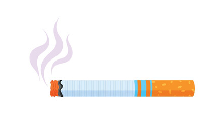 Illustration of a lit cigarette with wisps of smoke rising upwards