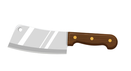 An isolated cleaver with a wooden handle and silver metallic blade