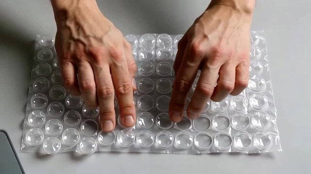 A sheet of transparent bubble wrap with multiple air-filled pockets used for packaging and cushioning fragile items