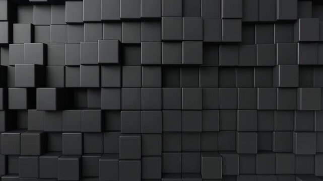 Black abstract looping background of block wall 