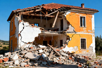 Massive earthquake devastated urban ruins rupture intensity landslide epicenter