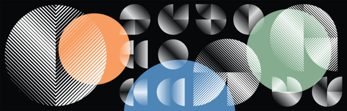Abstract geometric line shapes set - modern deform semi circles and segmented circles for branding and layout design . Toolkit collection , for modular design projects. Vector pack.
