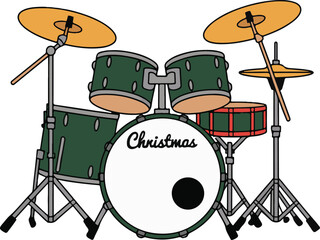 vector illustration of drum kit isolated on white background