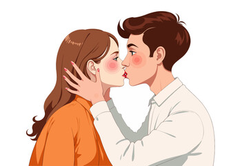 Obraz premium Intimate Moment Captured in a Romantic Kiss Between a Loving Couple in a Tender and Passionate Embrace Against a Pristine Background