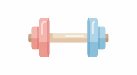 Colorful Dumbbell Illustration Pink and Blue Weights for Fitness and Exercise, Isolated Design