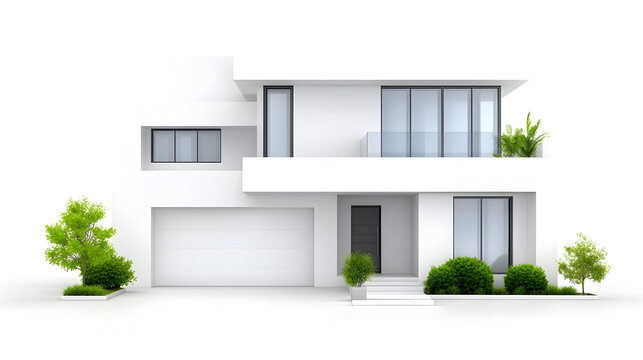 Modern House Design Blueprint with Trees