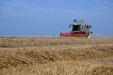 M&auml;hdrescher auf einem Feld