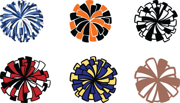 Vibrant Cheerleading Pom-Poms Assorted Color Combinations for Team Spirit