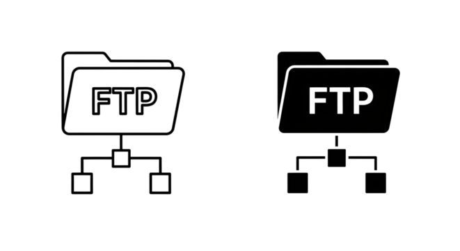 Ftp folder icon set with line and solid style isolated on transparent background - Powered by Adobe
