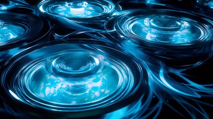 Sci fi chemistry device levitating between magnetic coils surrounded particle streams high tech setting