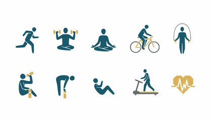 Sports Training and Healthy Lifestyle Icons