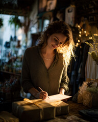 Boutique Owner Writing Note - Authentic Service - Warm Atmosphere