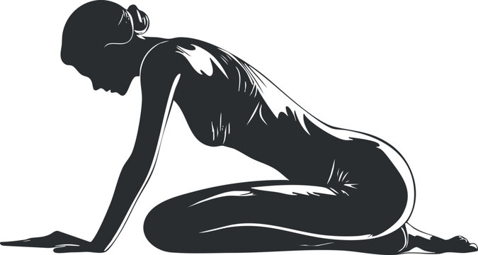 Elegant silhouette vector illustration of a woman in a yoga pose, suitable for health and wellness projects. - Powered by Adobe