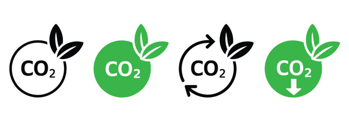 Embrace sustainability with CO2 reduction icons representing eco-friendly practices and environmental responsibility for a greener planet