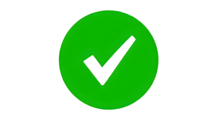 green tick, checkmark symbol, tick sign, approval mark, verification symbol high quality PNG file./