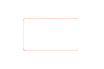 Rectangular frame with rounded corners. Orange outline on a transparent, checkered background, perfect for compositing
