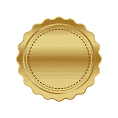 Blank golden metallic scalloped seal with dotted border design
