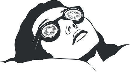 Stylish minimalist vector illustration of a woman relaxing in sunglasses, ideal for summer and wellness themes.