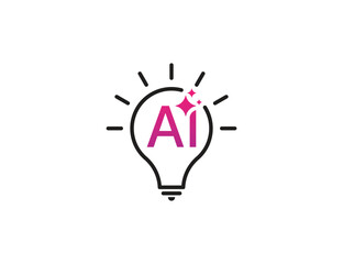 Ai ideas generate logo. Artificial intelligence with Light Bulb icon sign symbol Design Element. Vector illustration template