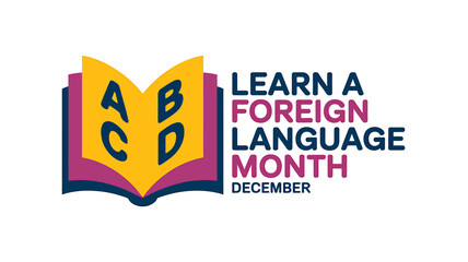 Learn a foreign language month december educational illustration