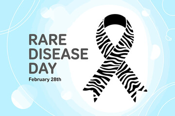Rare disease day awareness, zebra ribbon symbol, february 28th