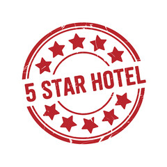 Five star hotel quality rating rubber stamp with grunge texture