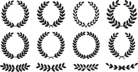 Black wreaths composed of laurel branches represent a classic symbol of victory and honor