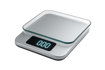 Electronic food weighing scale showing zero for cooking and baking measurement on white background