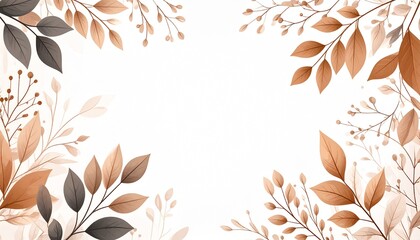 Obraz premium An elegant and artistic frame of autumn leaves and branches with a watercolor effect, creating a beautiful botanical background for invitations or seasonal greetings