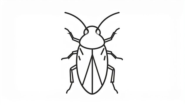 Line art illustration of a beetle with detailed wings and antennae, a simple insect graphic