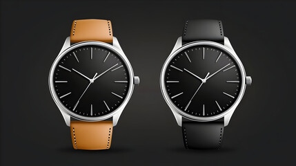 Modern black wristwatch with a sleek design on a dark background