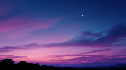 Fototapeta premium Twilight sky blending pink, violet, and indigo hues after sunset.