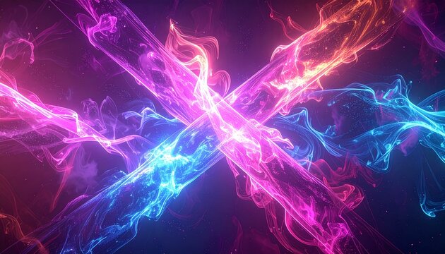 Abstract Colorful Energy Waves Crossing Dynamic Design, Vivid Illustration for Modern Visuals