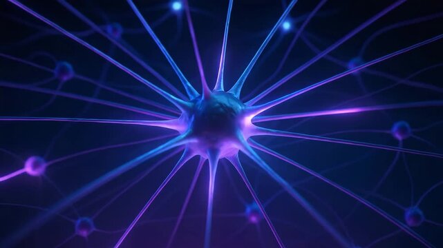 A mesmerizing depiction of a neuron, showcasing vibrant colors and intricate structures, symbolizing brain activity and connectivity. - Powered by Adobe