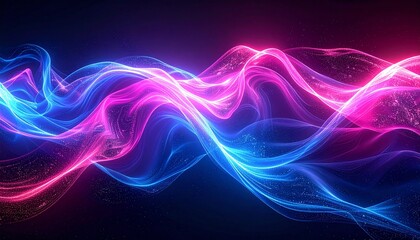 Mesmerizing blue and pink light trails creating a flowing energetic visual, symbolizing data streams and modern technology