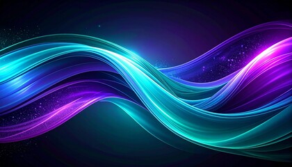 Radiant Neon Waves Abstract Flow in Electric Blue and Violet Hues, Luminous Background