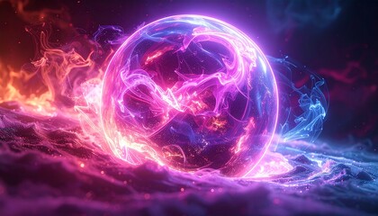 Enigmatic Orb of Cosmic Energy Pulsating with Fiery Hues and Ethereal Glow