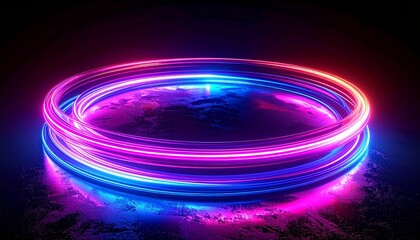 Vibrant Neon Circle Glow Electric Hues in a Round Abstract