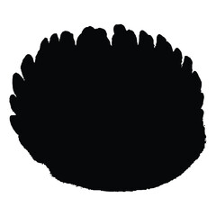 Black silhouette of a circular, textured shape with a serrated edge on white circle