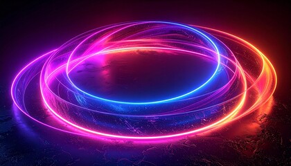 Glowing Abstract Rings A Vibrant Circular Neon Light Display
