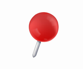Red pin push pin isolated on white background, showcasing location, navigation. 3D render vector illustration. Vector
