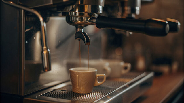 Morning coffee brewing in a cozy cafe setting