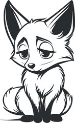 Obraz premium Whimsical outline vector illustration of a cute sitting fox character, perfect for children's designs and playful artwork